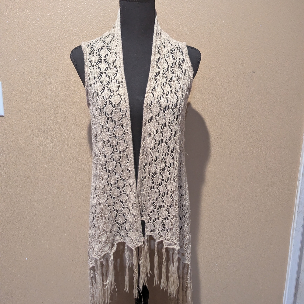 Full Tilt Cream Crochet Vest